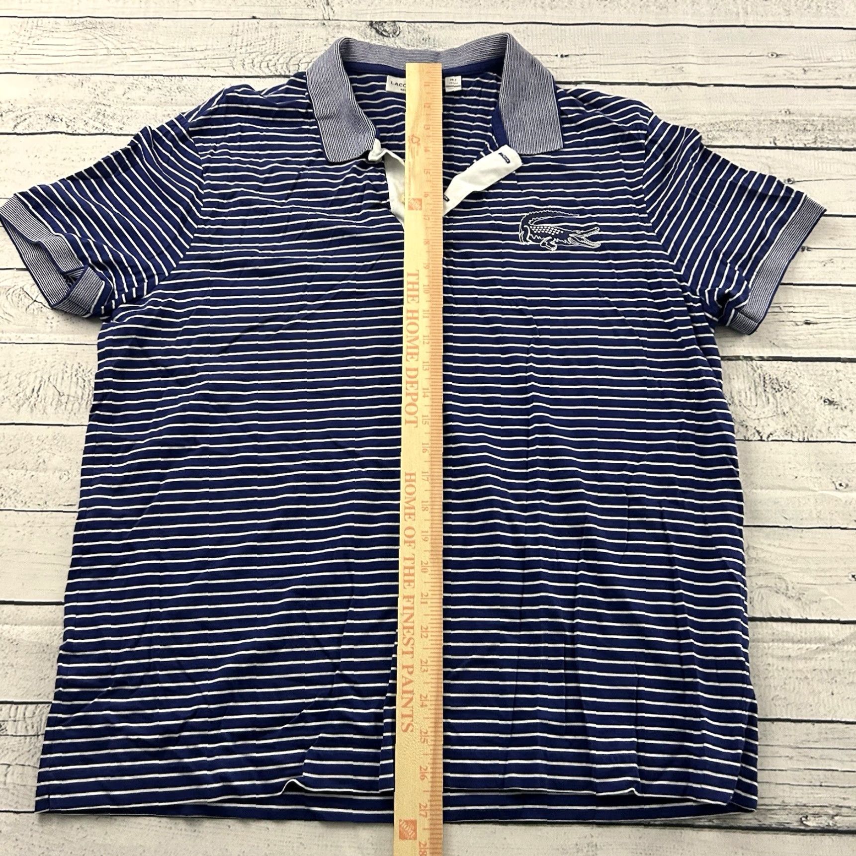 Lacoste Lacoste Striped Polo Shirt Mens XXL Regular Fit Short Sleeve Blue White Logo Polo Shirt Size US XXL / EU 58 / 5 - 4 Thumbnail