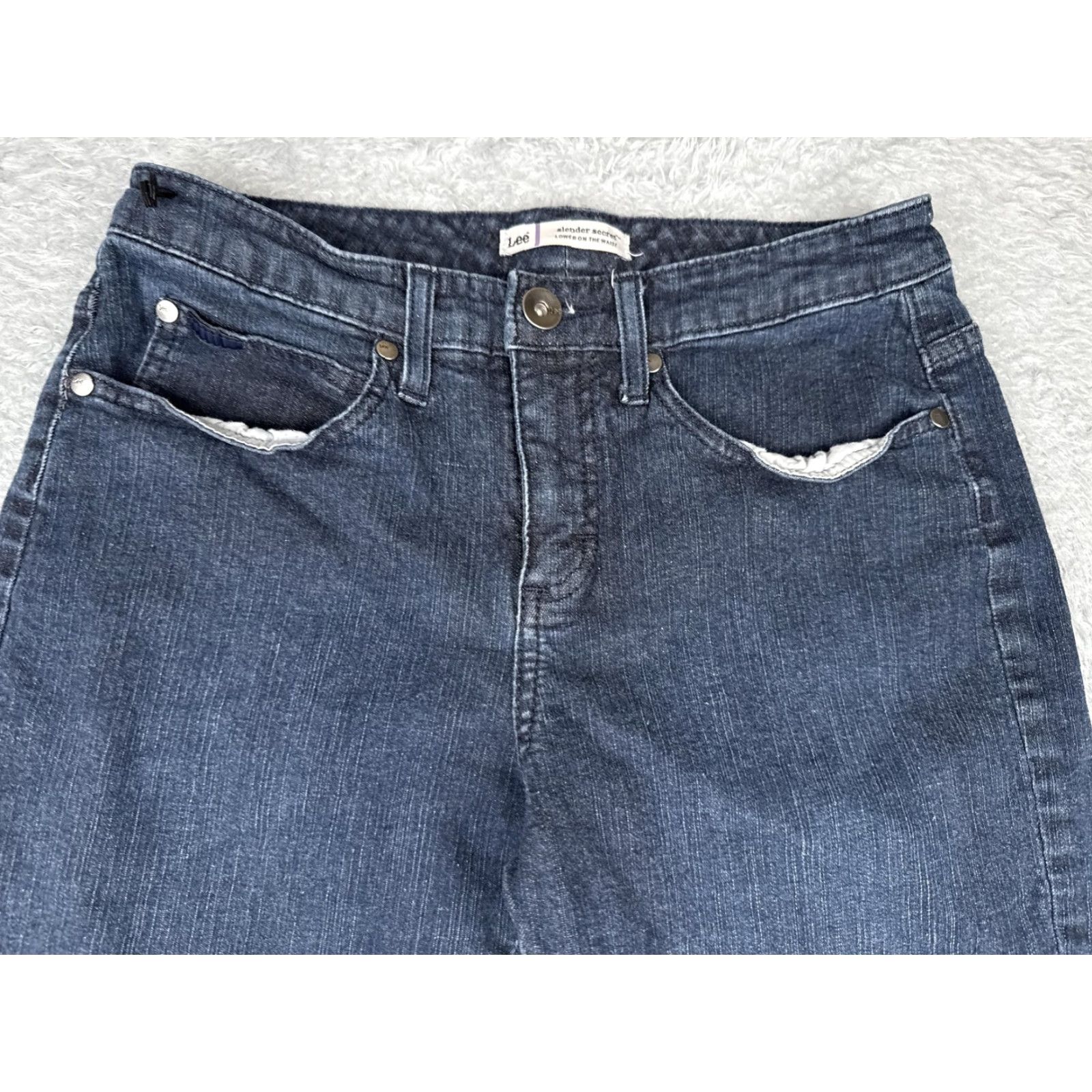 Lee Lee Jeans Bootcut Denim 27 Blue Dark Wash Womens Slim Secret Slender Low Rise 90s Cowboy Style Size 27" / US 4 / IT 40 - 4 Thumbnail
