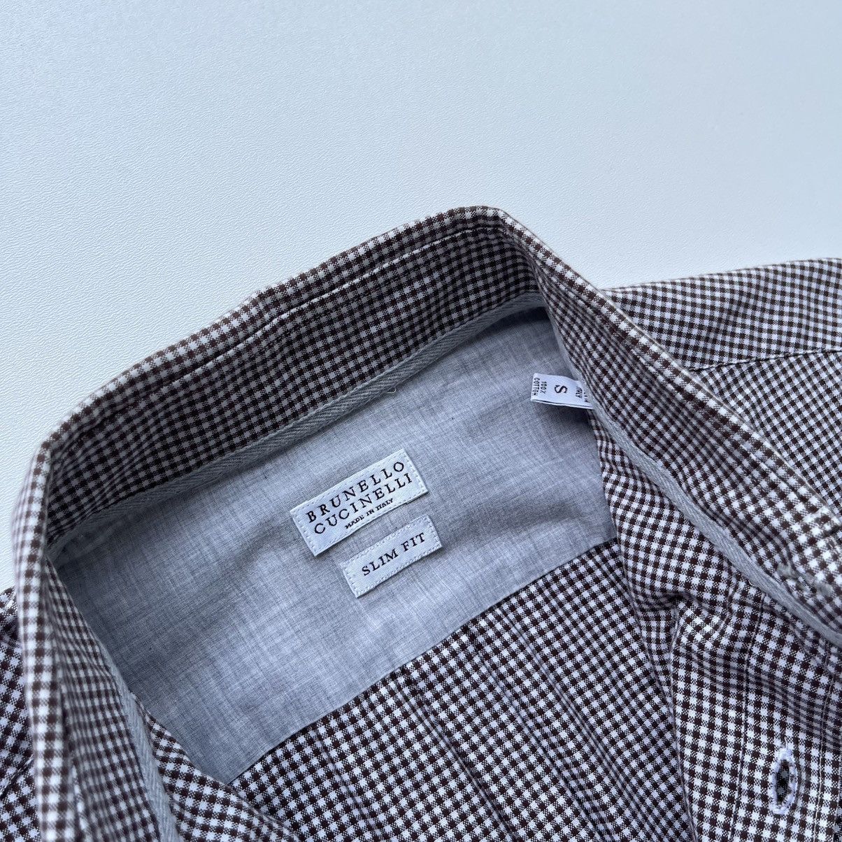 Brunello Cucinelli Brunello Cucinelli Slim Fit Cotton Checked Button Ups Shirt Size US S / EU 44-46 / 1 - 10 Thumbnail