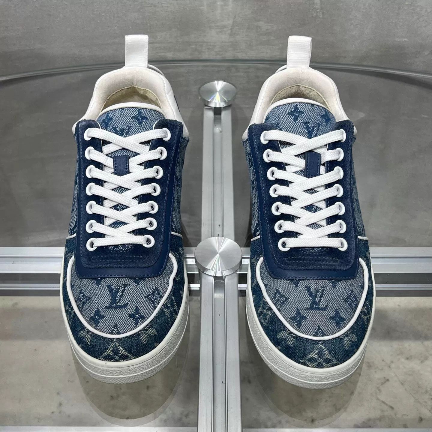 Louis Vuitton LV Blue Denim Monogram Sneaker UK3 / 37 Size US 6.5 / IT 36.5 - 1 Thumbnail