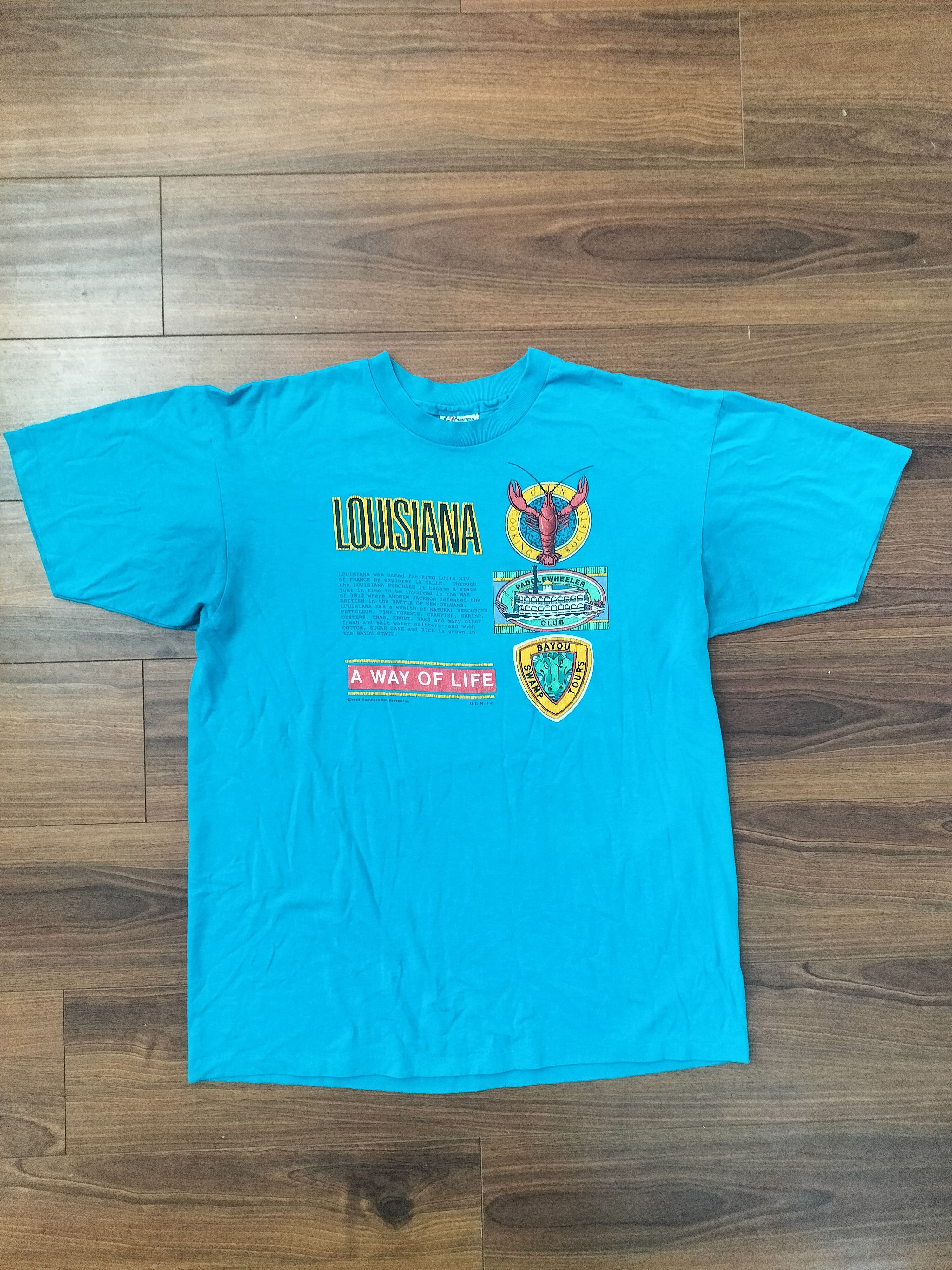 VINTAGE 90S LOUISIANA GRAPHIC TEE – MADE IN USA – XL