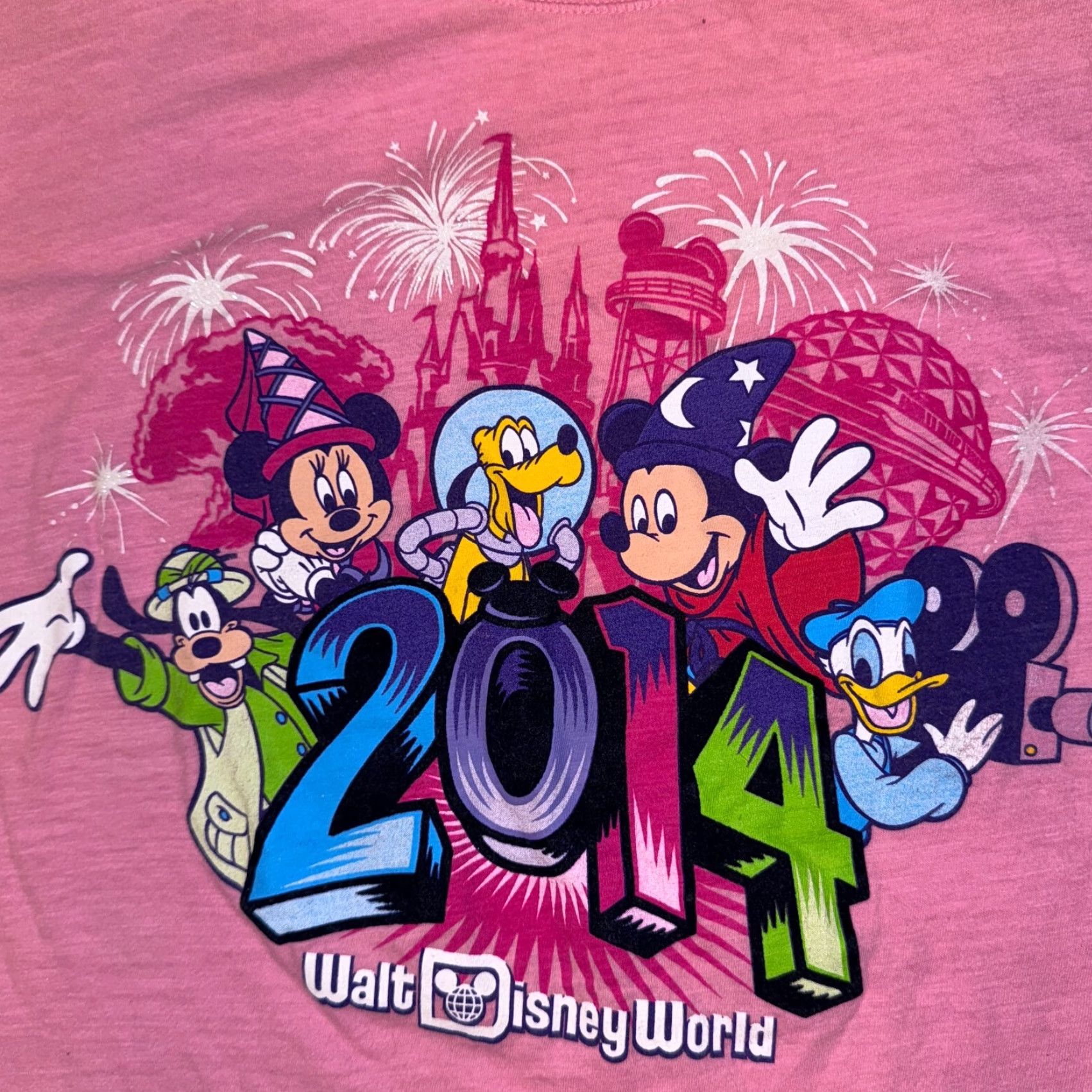 Disney Walt Disney World Tshirt 2XL Pink Mickey & Minnie Mouse 2014 Size XXL / US 16-18 / IT 52-54 - 3 Thumbnail