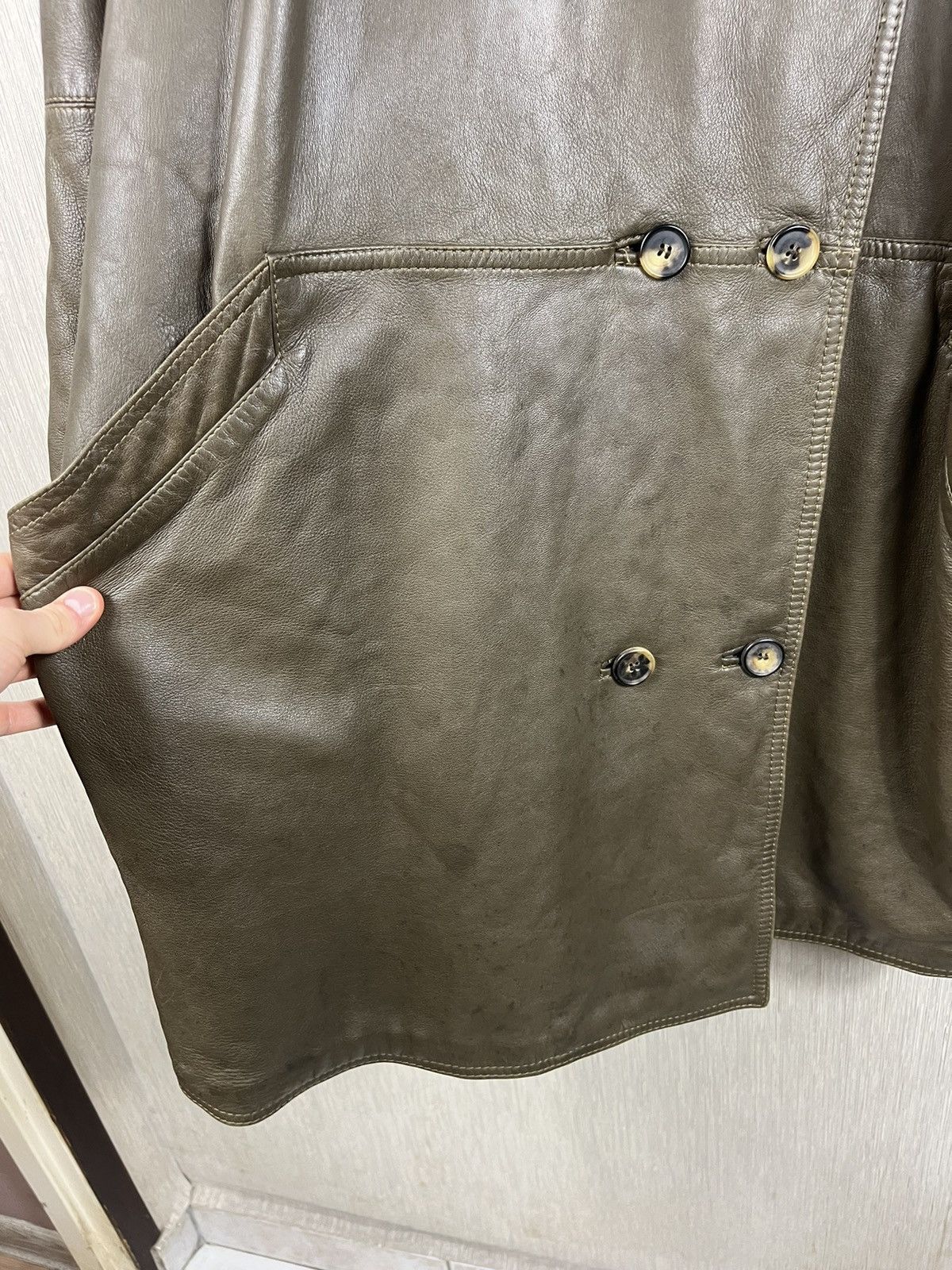 Versace × Vintage Vintage Gianni Versace leather double-breasted coat jacket Size US XL / EU 56 / 4 - 10 Thumbnail