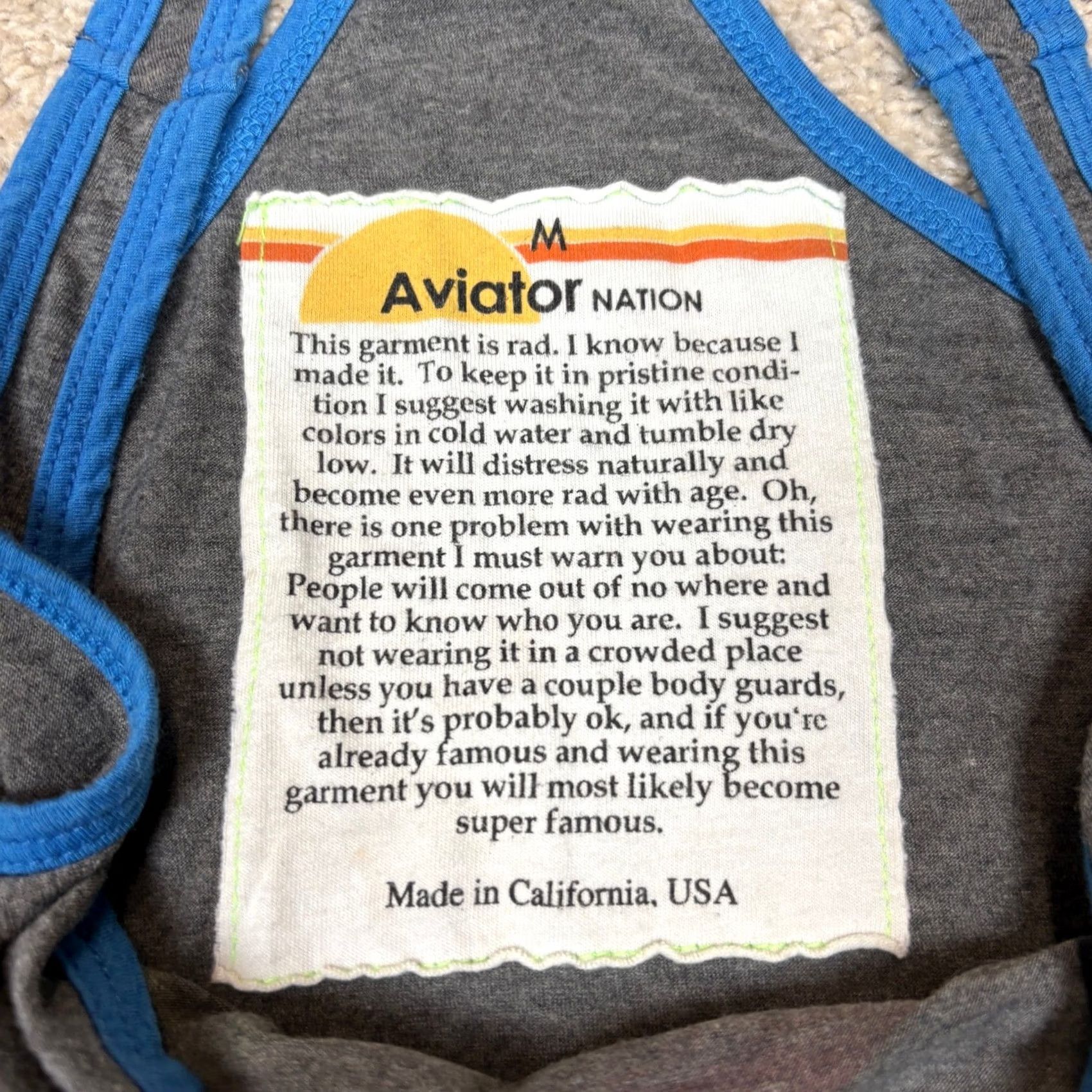 Aviator Nation Aviator Nation Tank Top Gray Wave Graphic Racerback Women's Medium Size M / US 6-8 / IT 42-44 - 4 Thumbnail