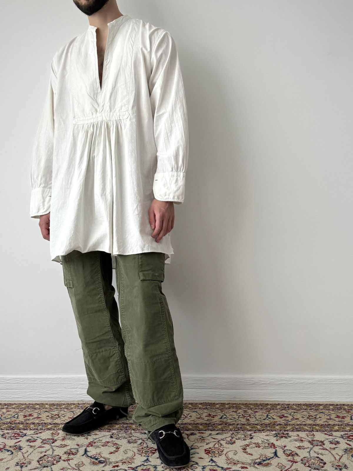 Japanese Brand 1910s Antique Edwardian Era Dress/Nightgown Smock Shirt Size US M / EU 48-50 / 2 - 2 Thumbnail