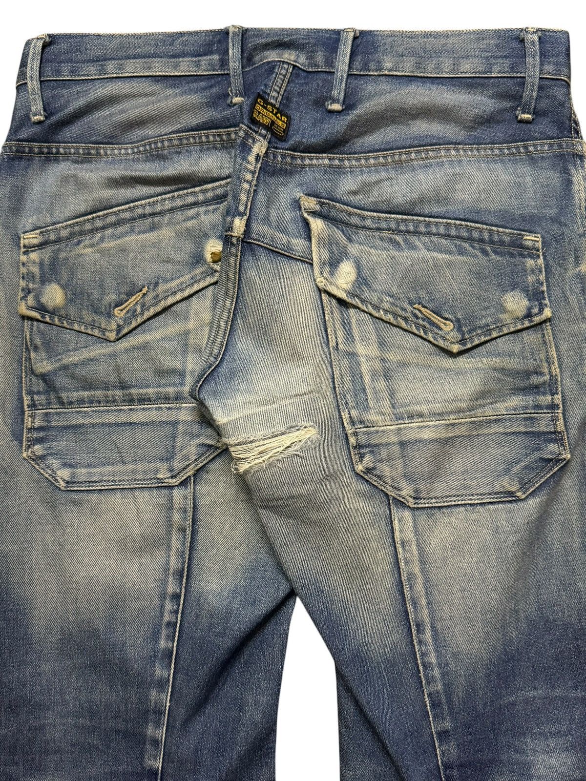 G-Star Vintage Y2K Gstar Raw Blue Faded Wash Avant Garde Style Jean Size US 33 - 5 Thumbnail
