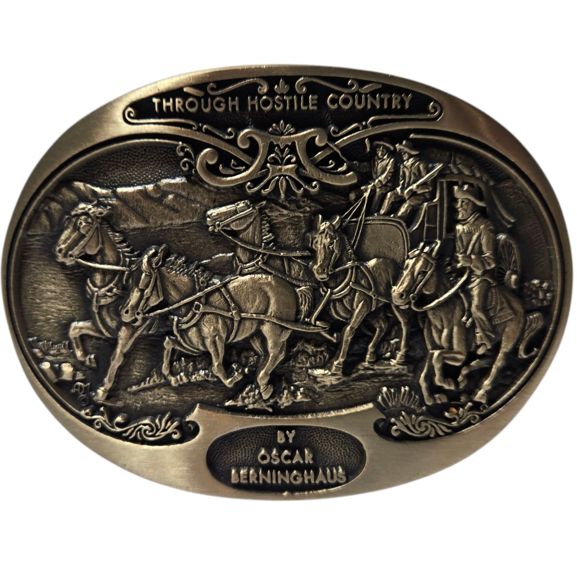 Other Oscar Berninghaus Through Hostile Country Belt Buckle Cowboy Size ONE SIZE - 10 Thumbnail