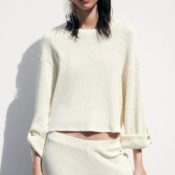 Zara Zara Ivory Ribbed Knit Set Size 27" / US 4 / IT 40 - 10 Thumbnail