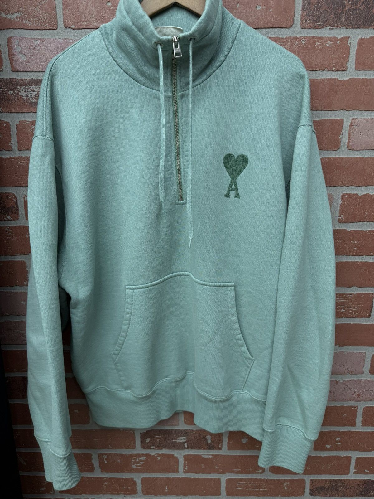 AMI green AMI Paris Ami de Cœur half-zip Sweatshirt size XXL Size US XXL / EU 58 / 5 - 4 Thumbnail
