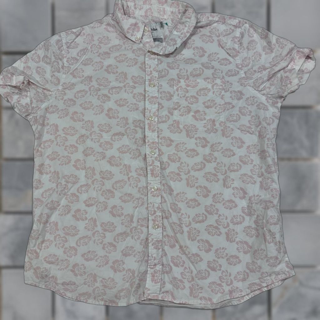 Vintage Goodfellow & Co Shirt Men XL White Pink Floral Button-Up Short Sleeve Cotton Blend Size US XL / EU 56 / 4 - 1 Thumbnail