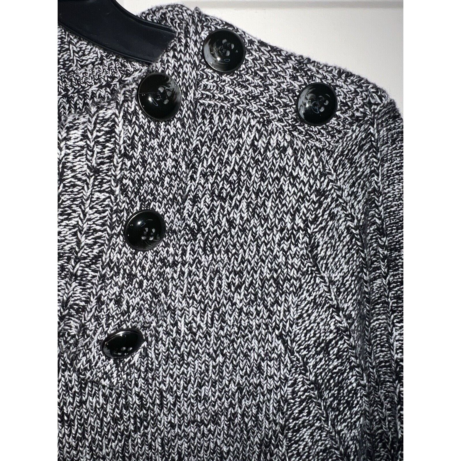 & Other Stories Style & Co Sweater Dress Large Cowl Neck Button Black White Size L / US 10 / IT 46 - 3 Thumbnail
