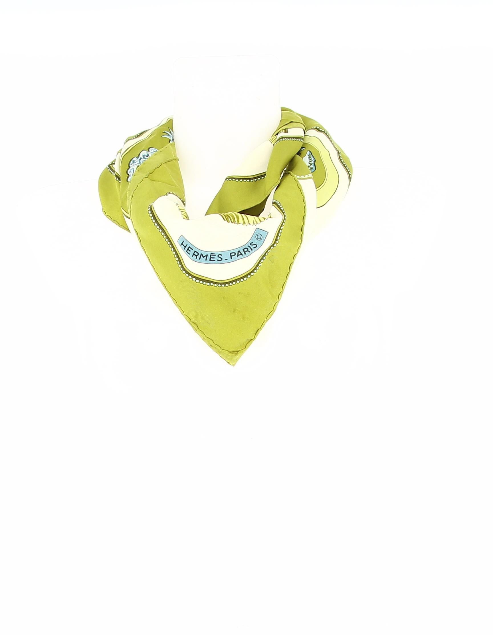 image of Hermes Silk Square in Green, Women's