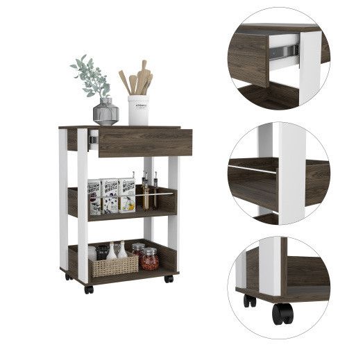 Designer × Homemade Kitchen Cart Coron with Drawer, Three-Tier Shelves and Caste Size US L / EU 52-54 / 3 - 4 Thumbnail