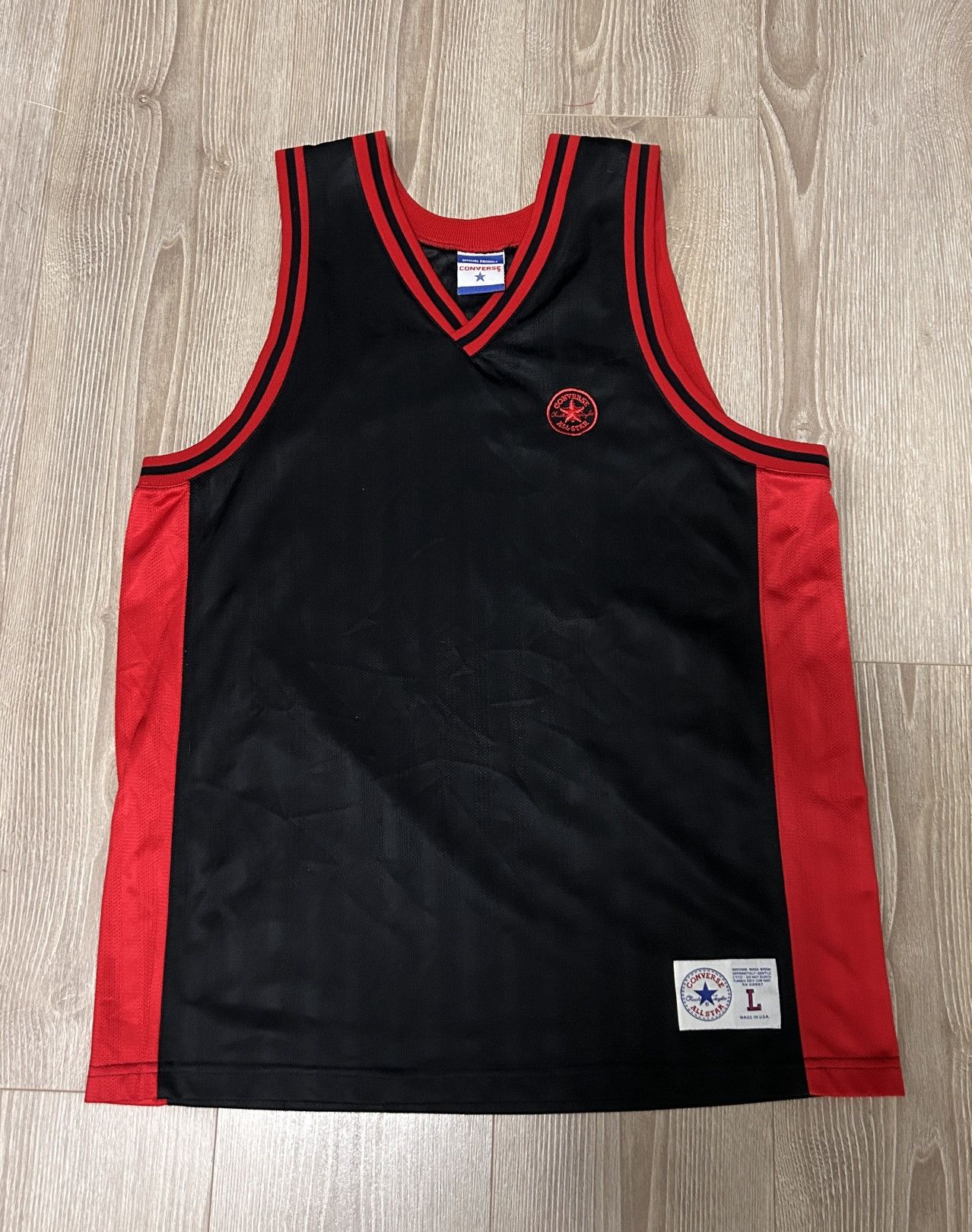 Converse 90s Converse All Stars Embroidered Mesh Black & Red Jersey Size US L / EU 52-54 / 3 - 2 Thumbnail