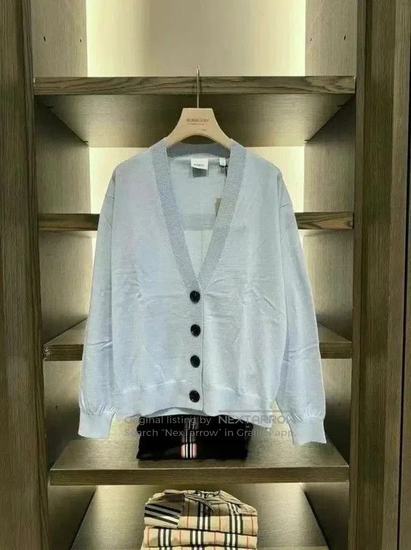Burberry Burberry Blue Logo Short Sleeve Cardigan. Size L / US 10 / IT 46 - 2 Thumbnail