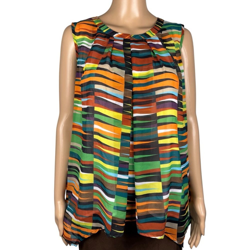 Other Dana Buchman Sleeveless Geometric Print Blouse Size L Size L / US 10 / IT 46 - 1 Thumbnail