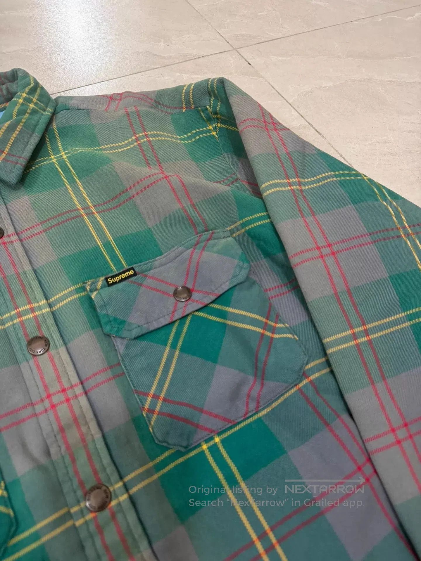 Supreme Green Plaid Long Sleeve Button-Up Shirt M. Size US M / EU 48-50 / 2 - 3 Thumbnail