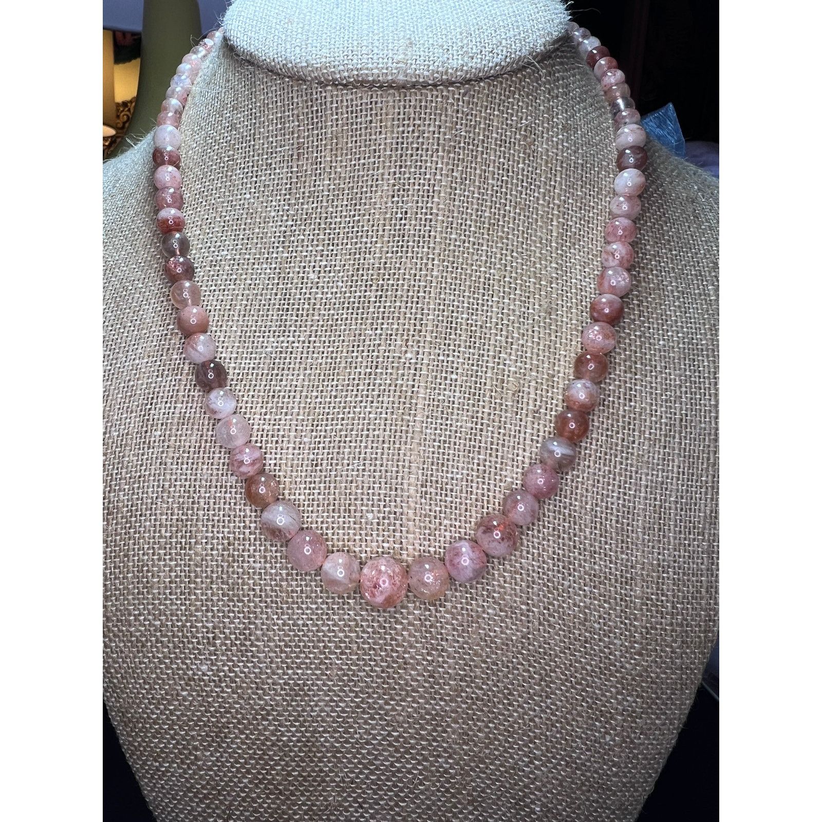Other Sunstone bead necklace 18 inches with sterling clasp Size ONE SIZE - 4 Thumbnail