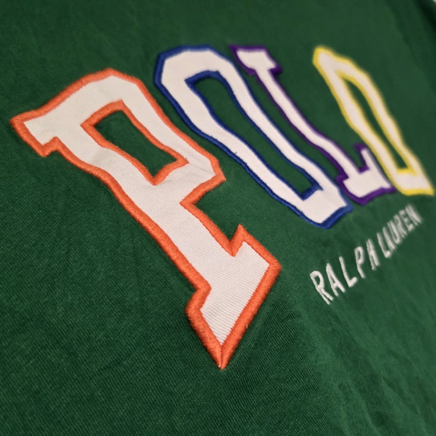 Ralph Lauren Polo Ralph Lauren Green Patch Spellout Classic Fit Tee XL Single Stitch Men T-Shirt Dictionary: Stitch Green, XL, Regular Size Size US XL / EU 56 / 4 - 7 Thumbnail