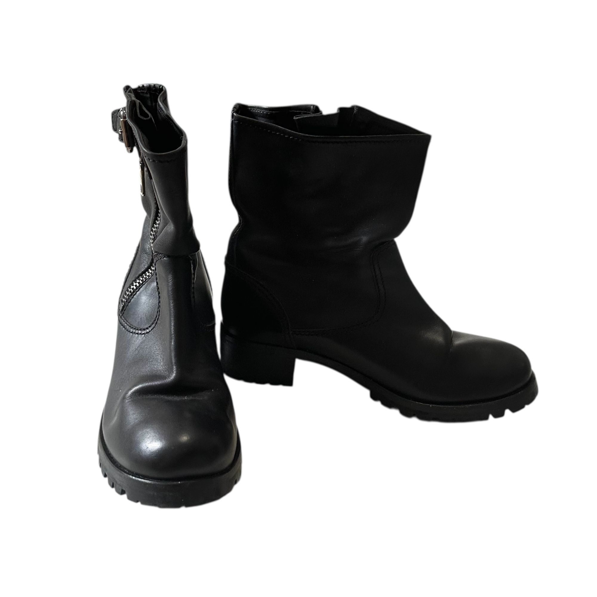 Prada Prada Biker Boots Black Leather Lug Sole Ankle Boots EU 38.5 Size US 8.5 / IT 38.5 - 3 Thumbnail