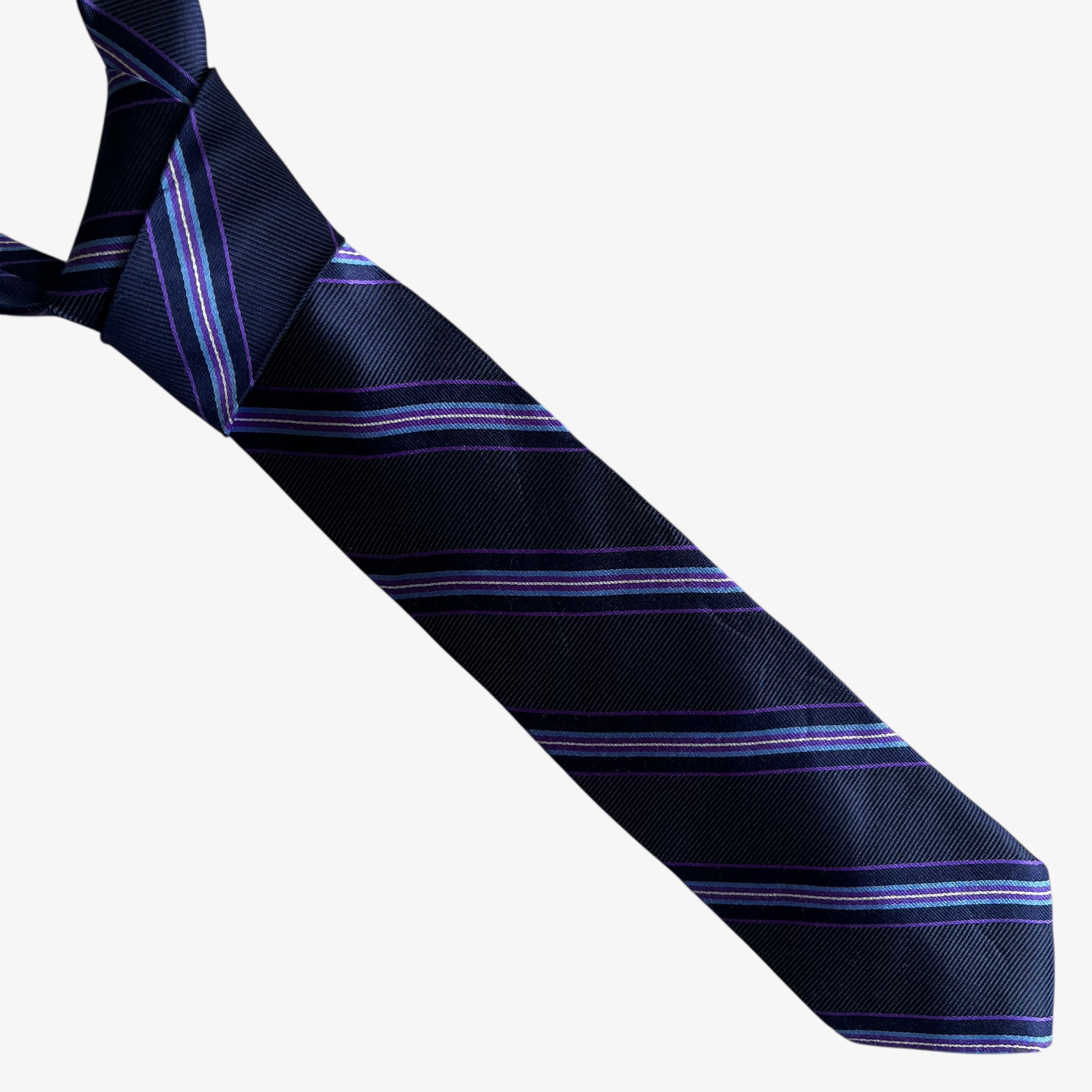 Brooks Brothers Vintage Y2K Brooks Brothers Blue & Purple Striped Silk Tie Size ONE SIZE - 1 Thumbnail