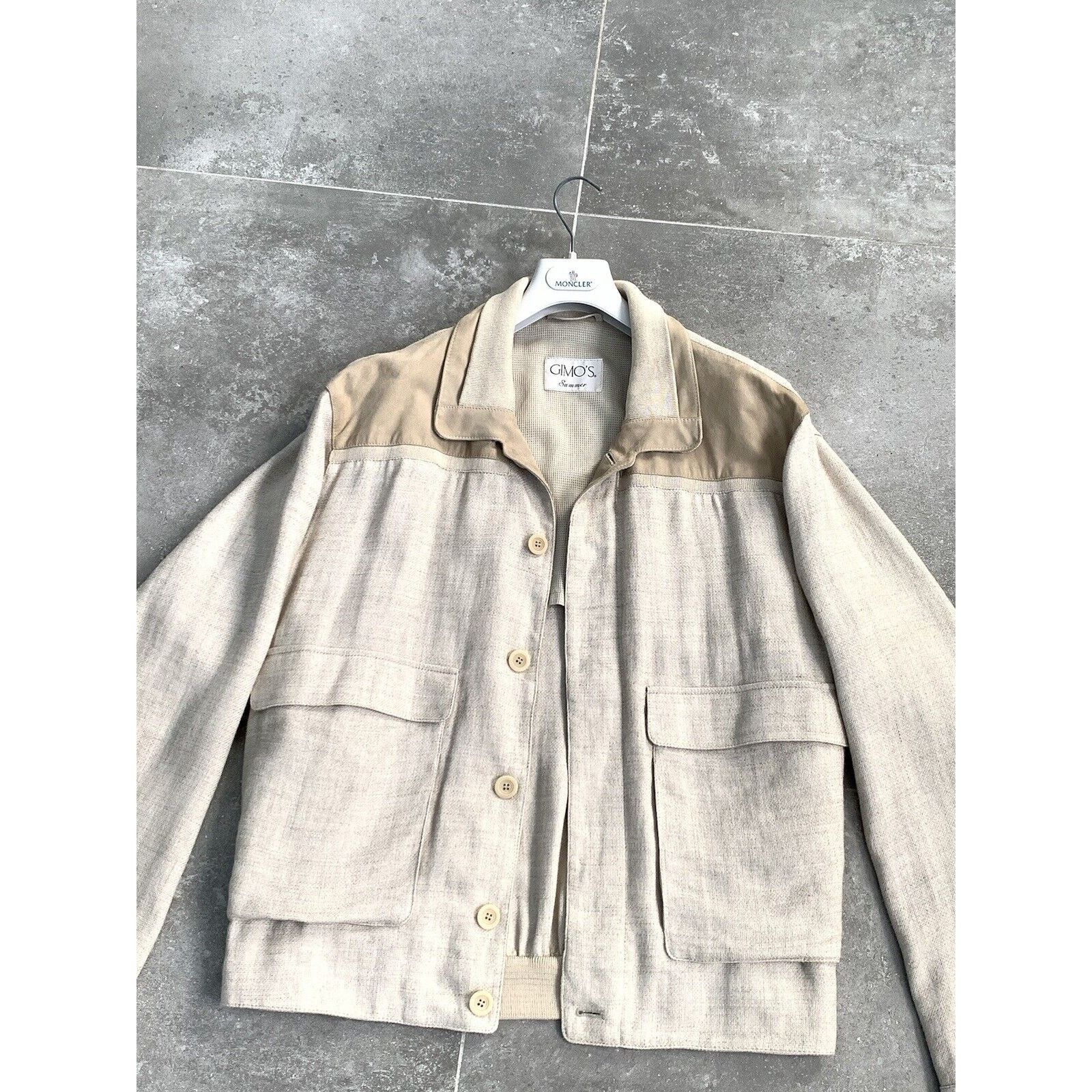 Gimo's × Vintage Men's GIMO'S SUEDE LINEN Bomber Jacket Coat EU 56 UK 46 XL Size US XXL / EU 58 / 5 - 4 Thumbnail