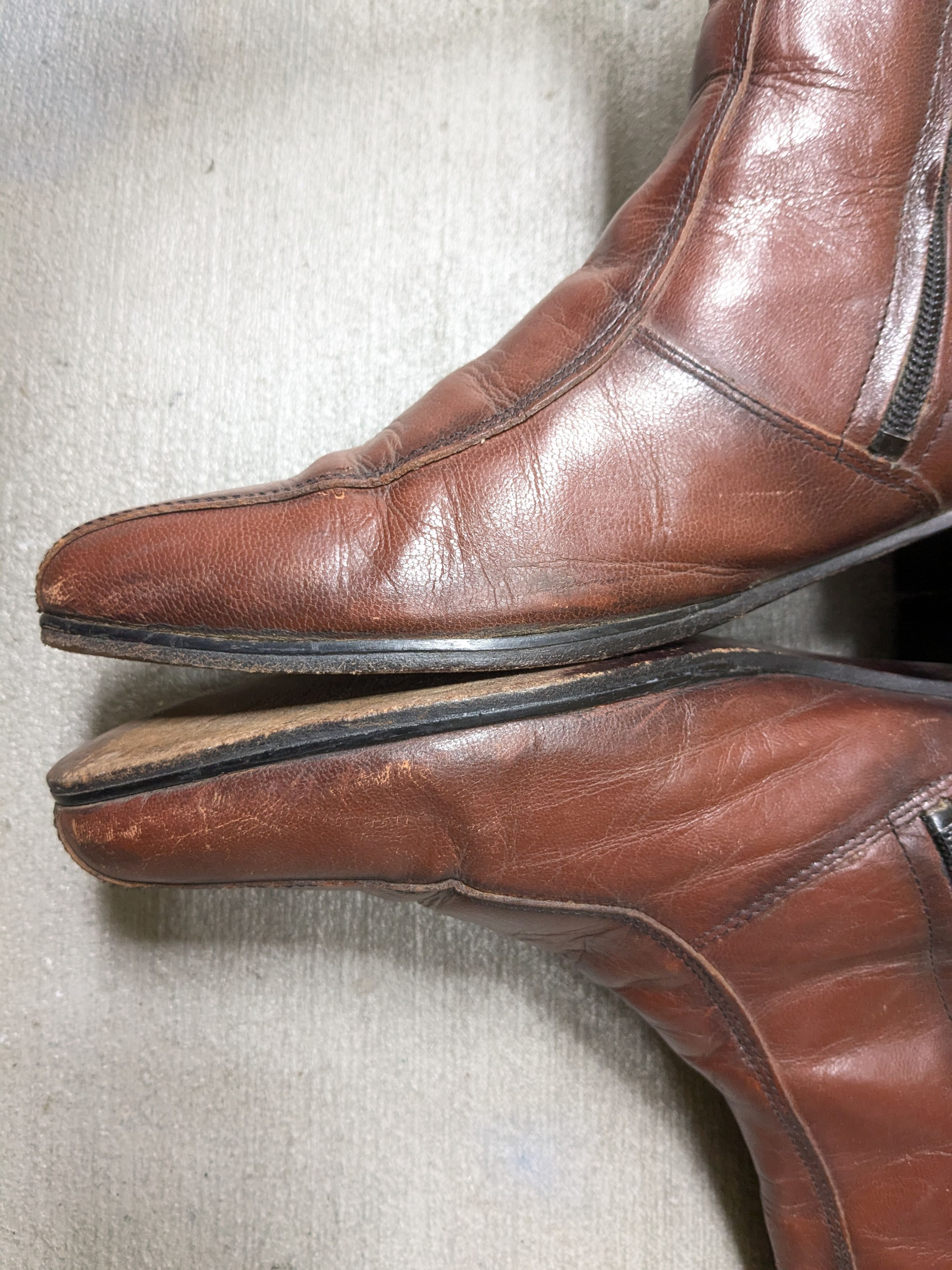 Genuine Leather Vintage Side Zip Boots Brown Leather 10.5 EEE Wide Chelsea Size US 10.5 / EU 43-44 - 9 Thumbnail