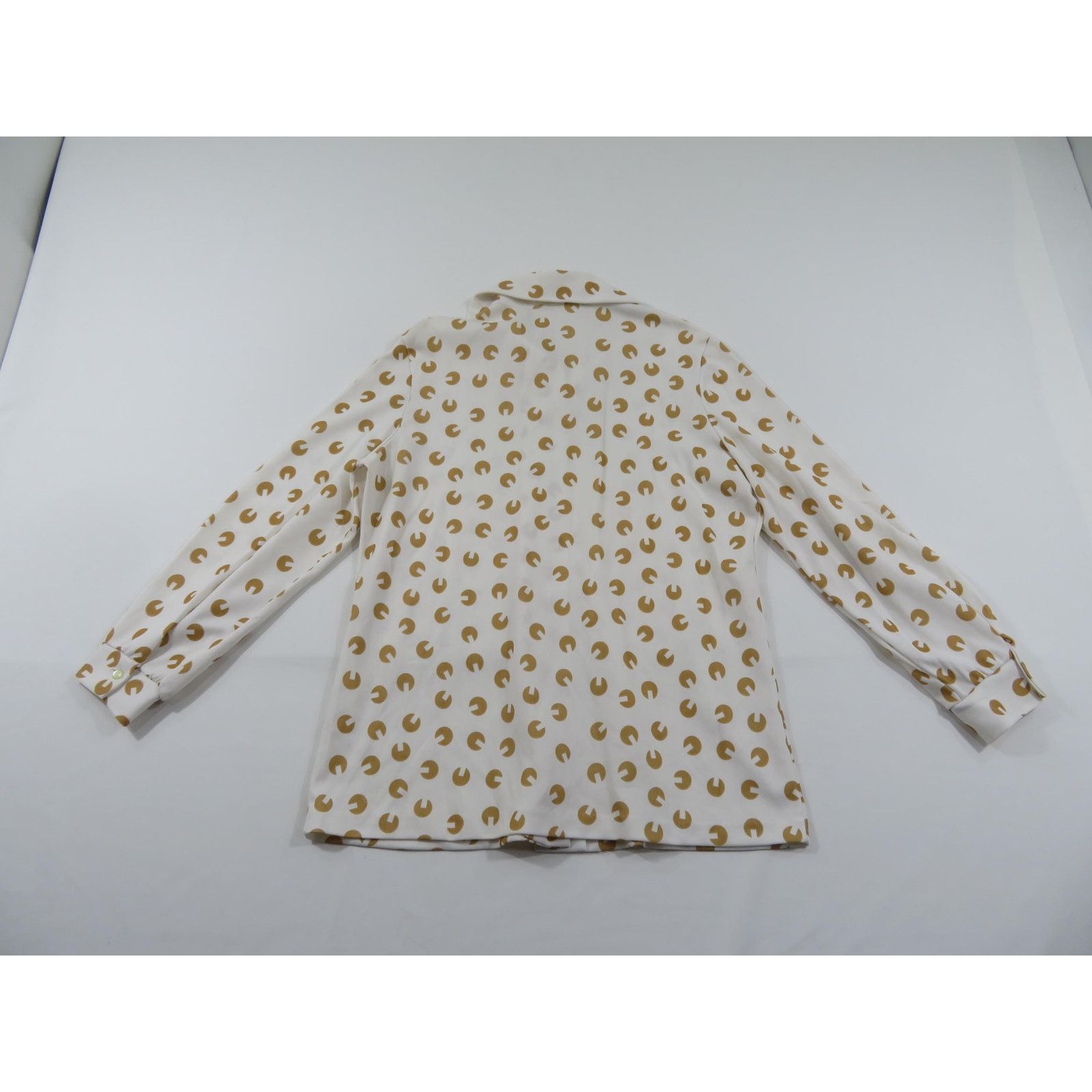 Other Womens Polyester Blouse, Button Up, White Brown, Sz 18 1970s Size XL / US 12-14 / IT 48-50 - 2 Thumbnail