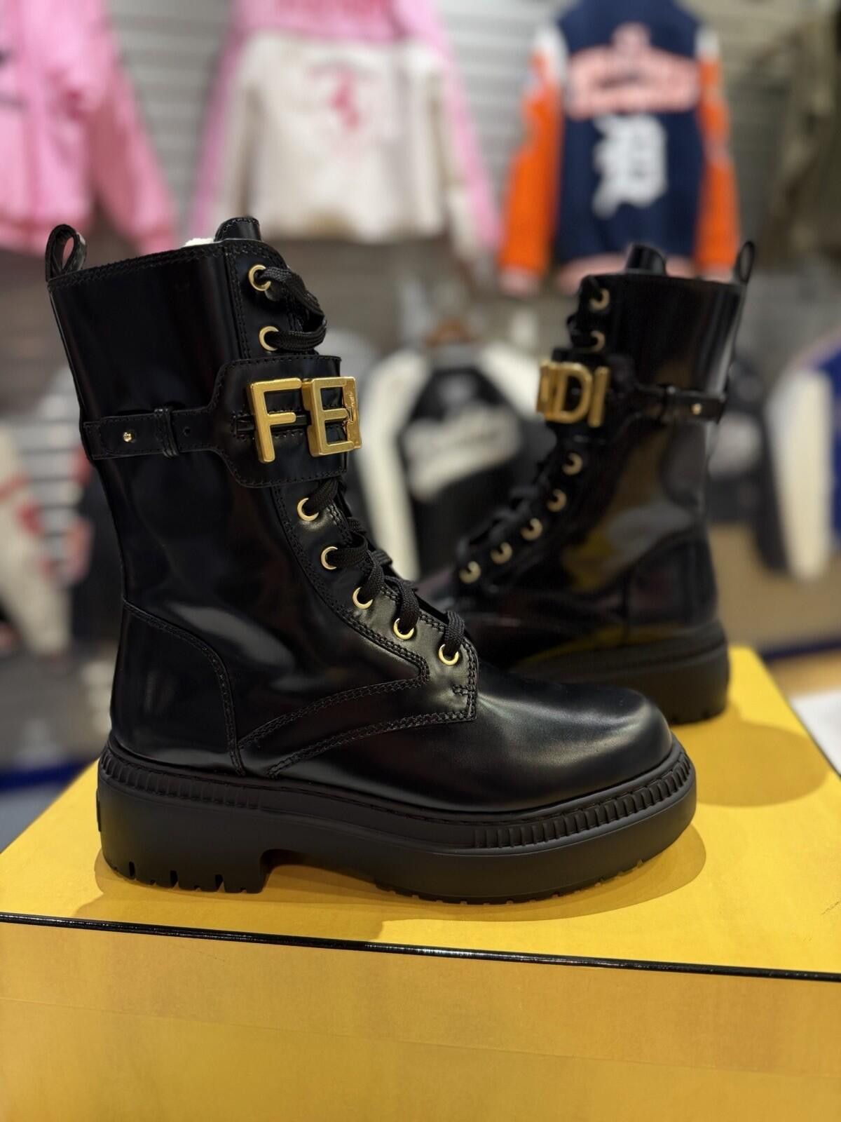 Fendi FENDI Fendigraphy Graphy Biker Combat Boots $1590 39EU/9US Size US 9 / IT 39 - 1 Thumbnail