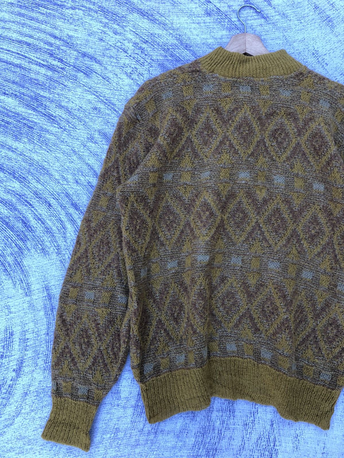 Aran Isles Knitwear × Vintage Vintage British Piper Shaggy Knit Polo Fleece Size US L / EU 52-54 / 3 - 12 Thumbnail
