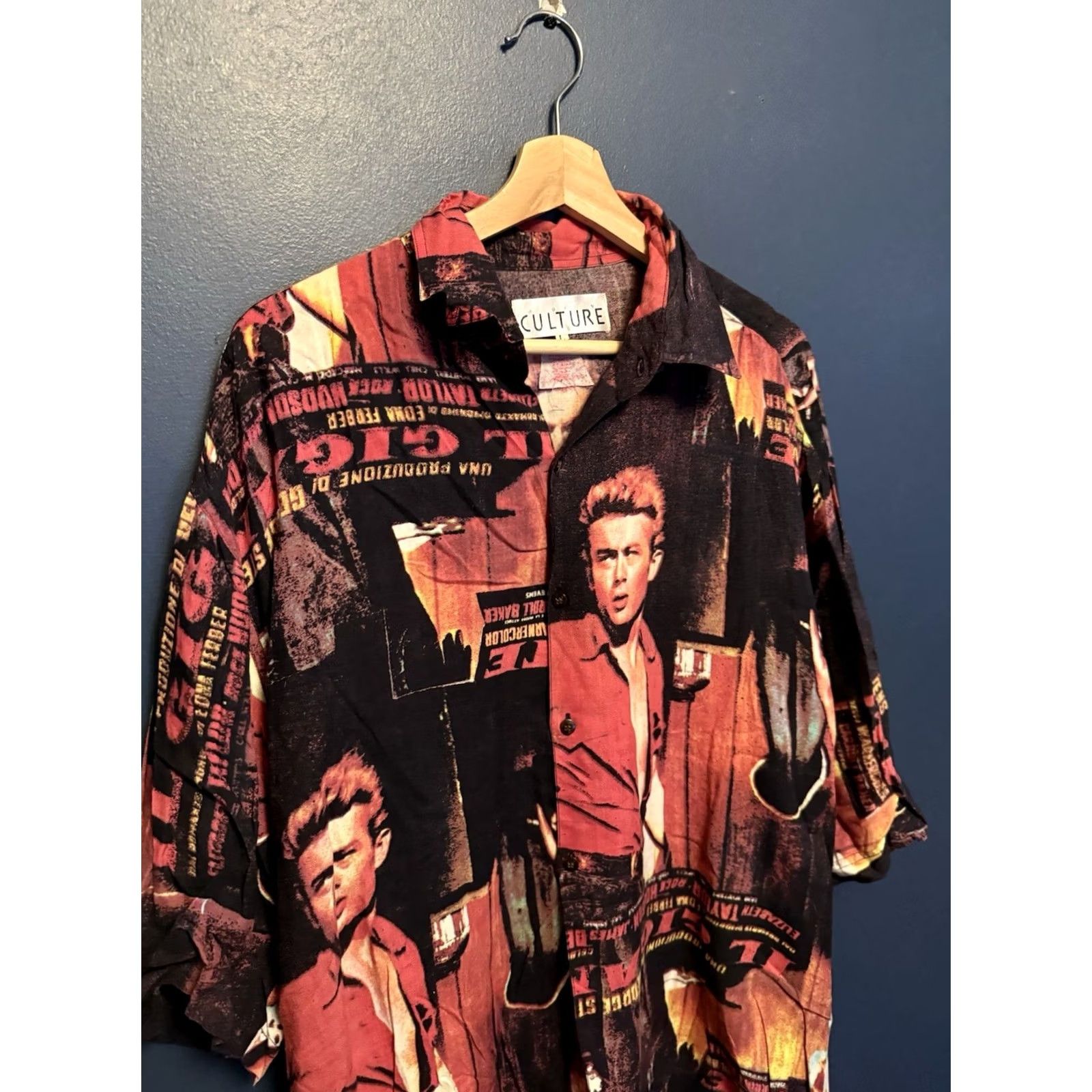 Vintage VINTAGE 80s James Dean All Over Print Polo Button-Up Shirt Red L Mens Size US L / EU 52-54 / 3 - 2 Thumbnail