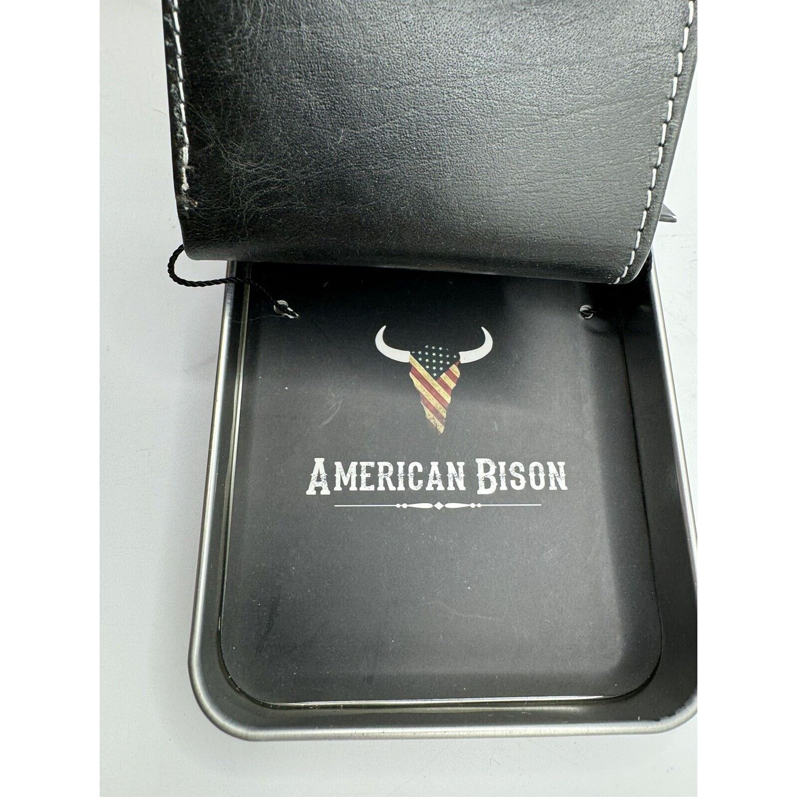 The Unbranded Brand AMERICAN BISON GENUINE LEATHER BLACK/BROWN MEN'S WALLET Size ONE SIZE - 4 Thumbnail