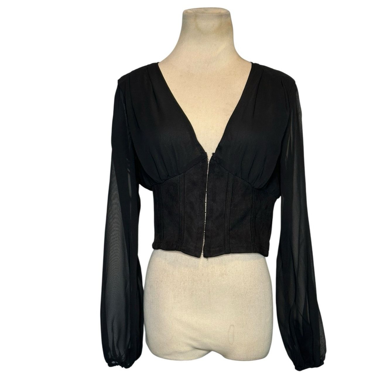 Shein Shein black semi sheer long sleeves blouse size Small Size S / US 4 / IT 40 - 1 Thumbnail