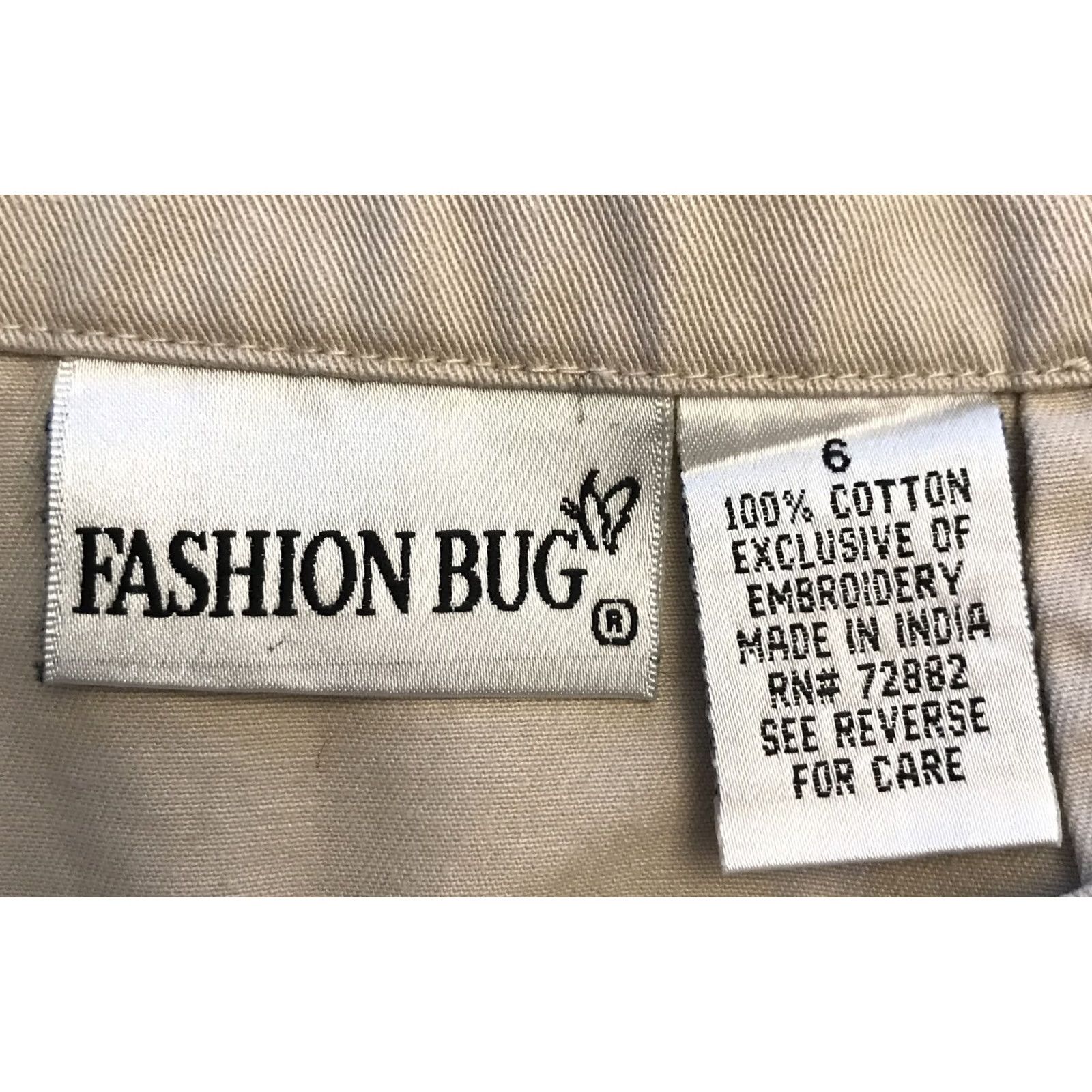 Vintage FASHION BUG Women's Skirt Mini Beige Embroidered Floral 6 Zip Casual 27" Waist 16.5" Length Beige/ tan (1437) Size 28" / US 6 / IT 42 - 3 Thumbnail