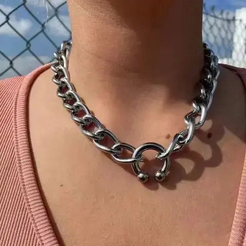 Jewelry Hip Hop C Shape Necklaces Size ONE SIZE - 2 Thumbnail