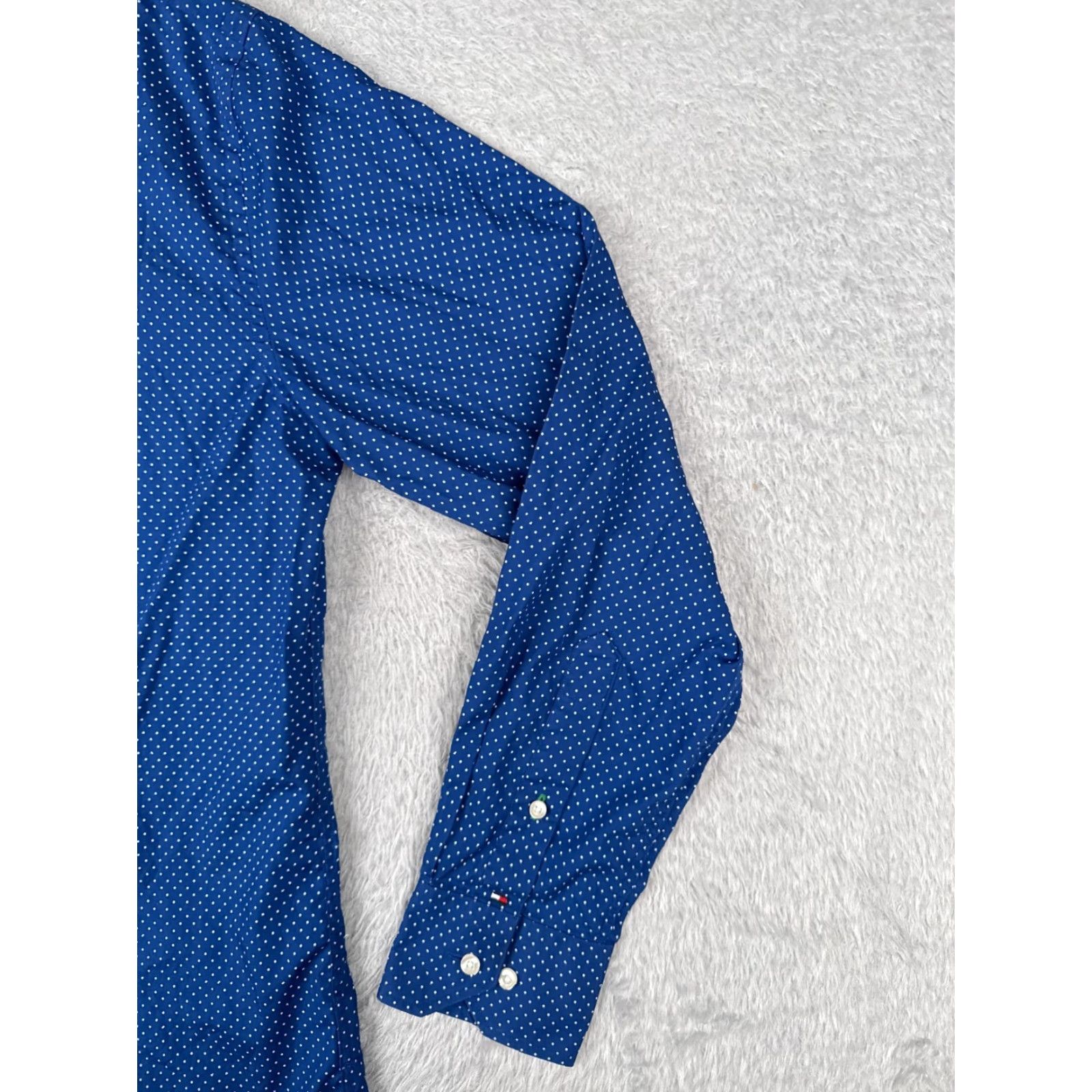 Tommy Hilfiger Tommy Hilfiger Shirt Men 16 Blue Polkadot Button Up Long Sleeve Pocket 34-35 Size US L / EU 52-54 / 3 - 5 Thumbnail