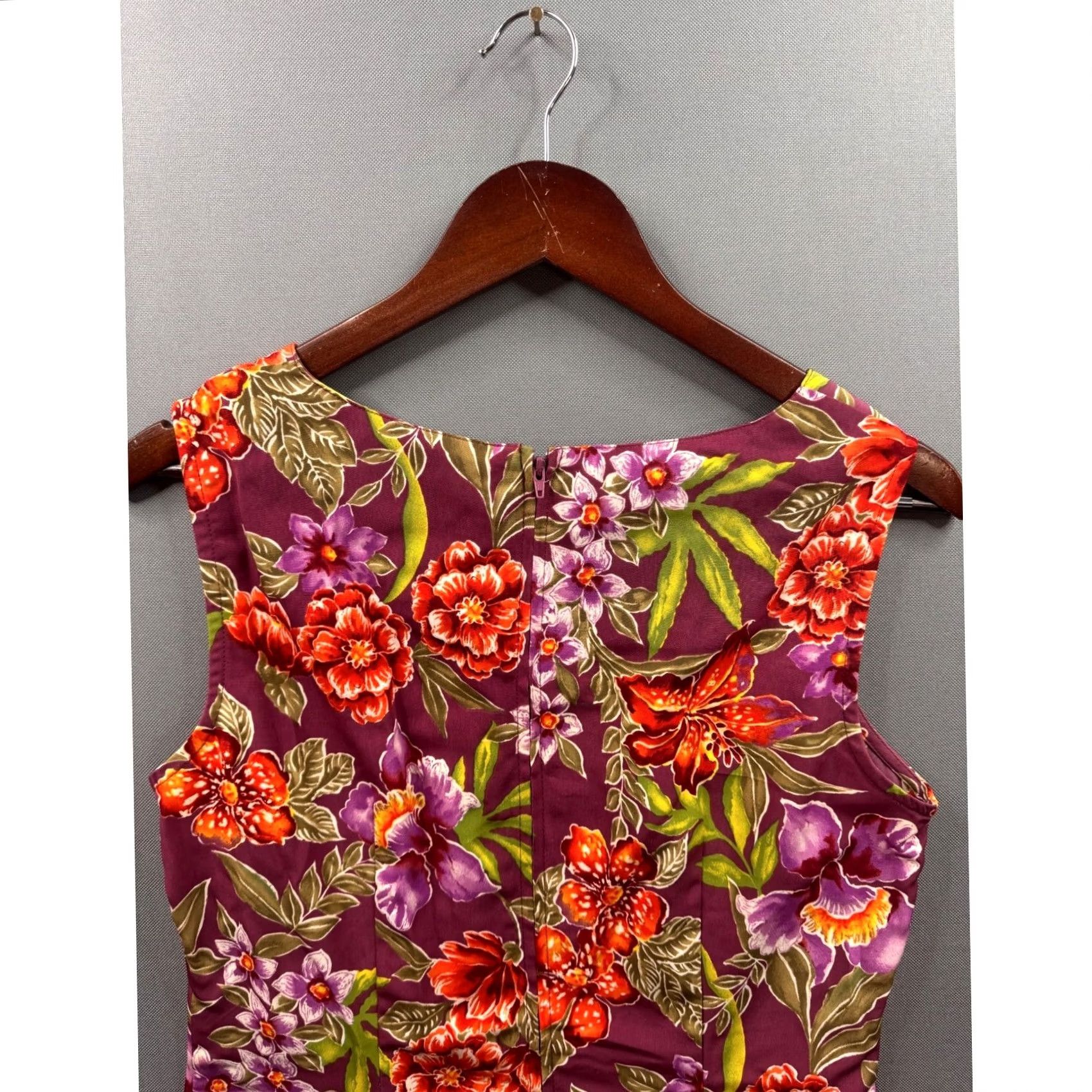 Lee VINTAGE Kathie Lee Collection Womens Purple Tropical Floral Sleeveless Maxi Dress S Size S / US 4 / IT 40 - 5 Thumbnail