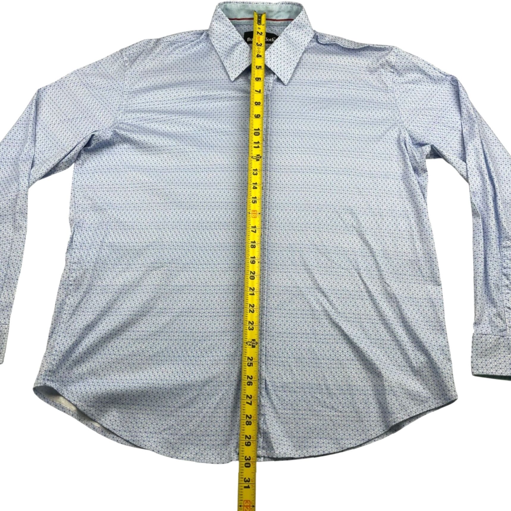 Buttero Butter Cloth Men's Button Shirt XL Blue Floral 100% Cotton Long Sleeve Collared Shirt Size US XL / EU 56 / 4 - 6 Thumbnail