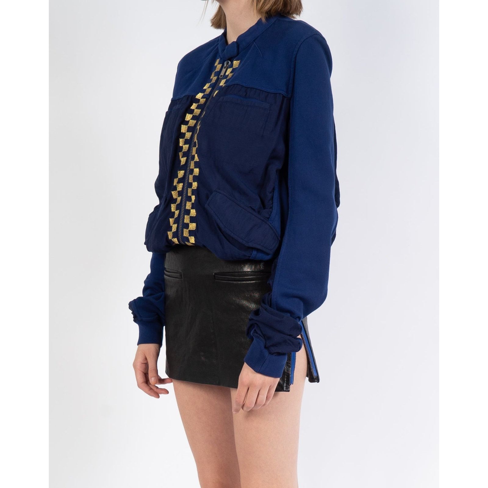 Haider Ackermann FW19 Embroidered Bomber Jacket in Blue Beige Perth Cotton Size S / US 4 / IT 40 - 2 Thumbnail