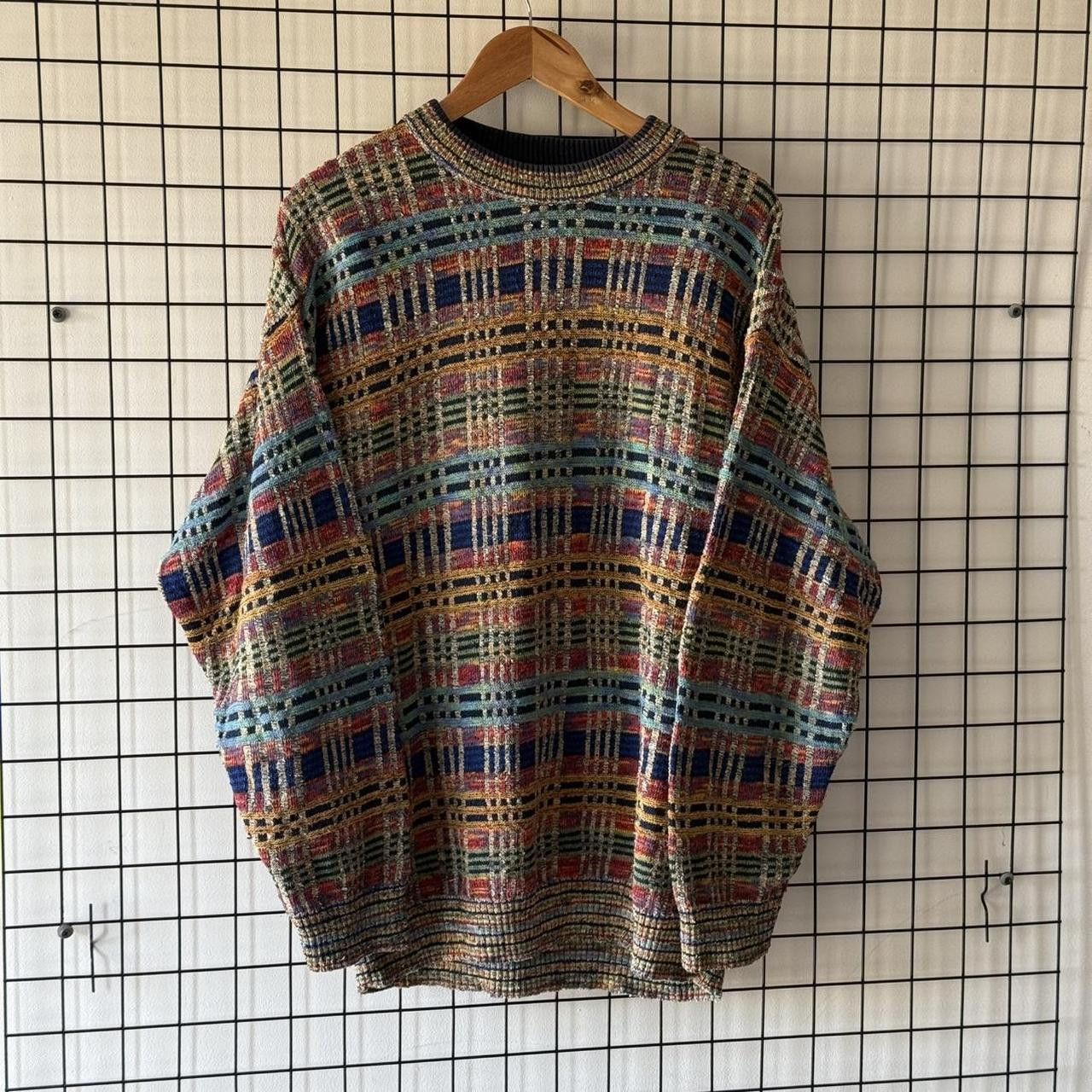 Vintage Vintage 90s Wool Jumper Cable Knit Multi Colour Norway Size US L / EU 52-54 / 3 - 2 Thumbnail