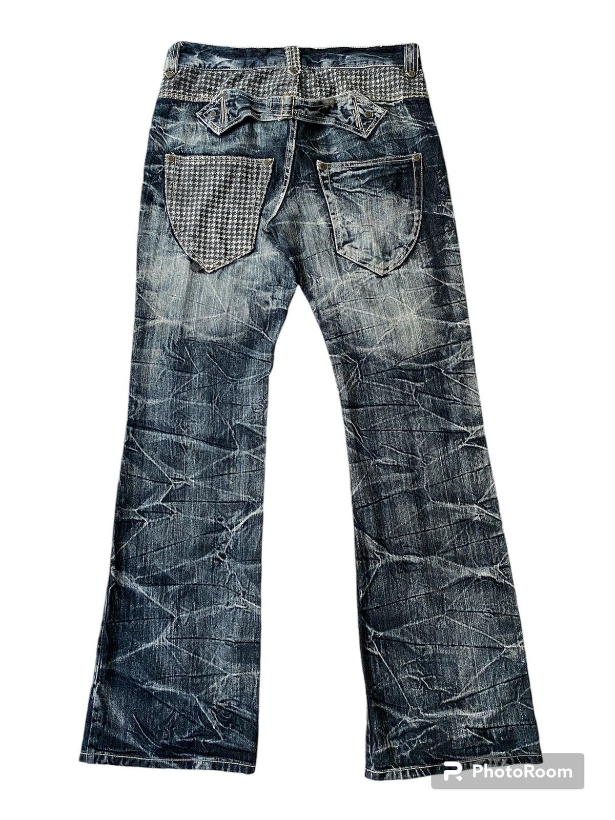 If Six Was Nine × Japanese Brand × Tornado Mart 2000s - Salty Dog Claws Mark Buckle Back Flare Denim Size US 32 / EU 48 - 3 Thumbnail