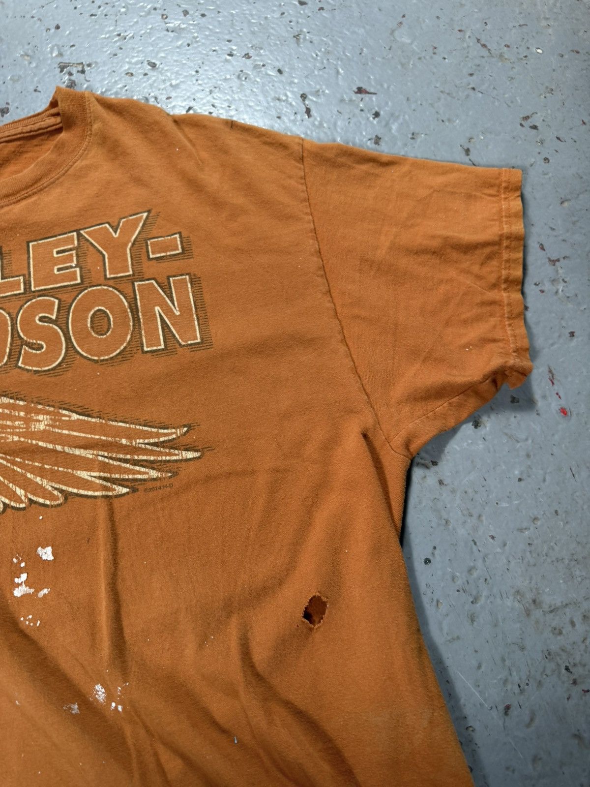 Harley Davidson Vintage Thrashed Harley Davidson Wing Tee Burnt Orange Size US XL / EU 56 / 4 - 6 Thumbnail