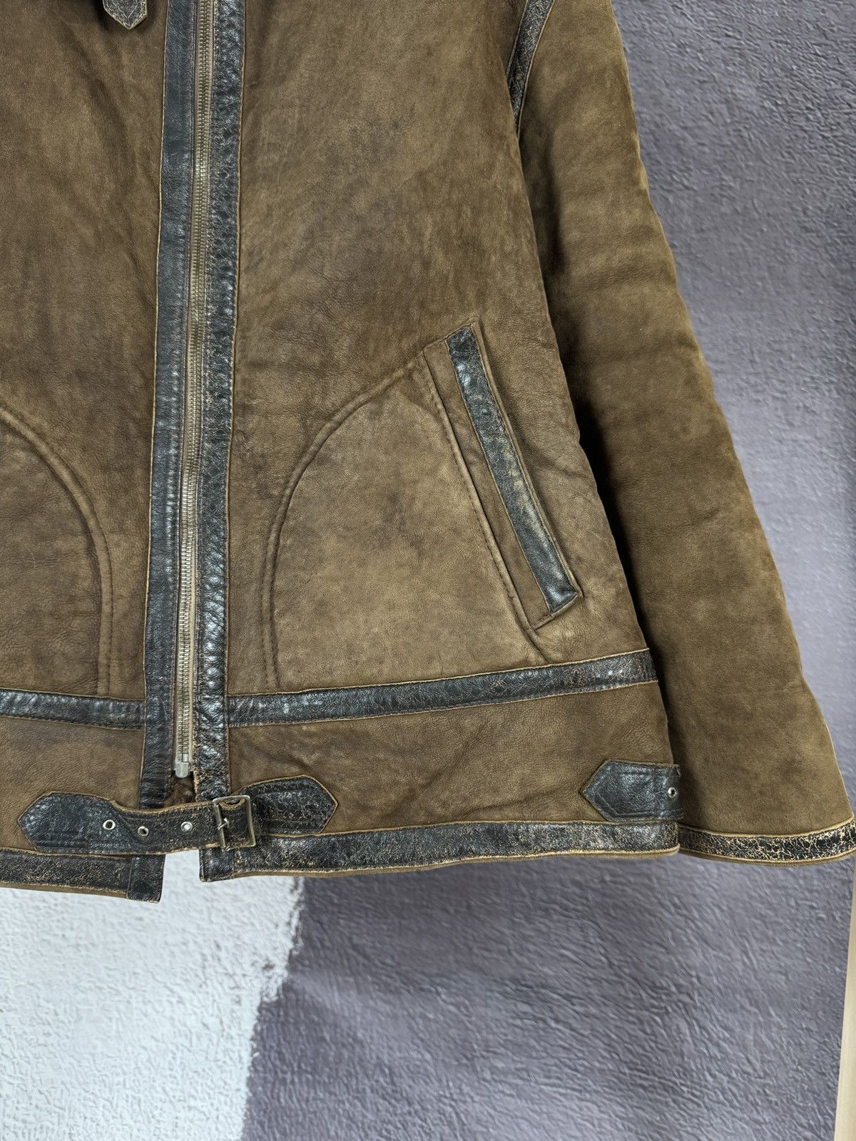 Vintage 90s y2k type b-3 leather shearling brown jacket
