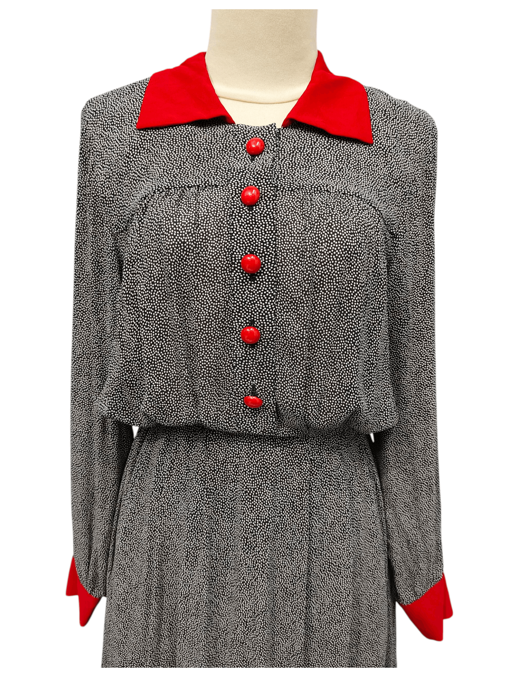 Yves Saint Laurent 80s Yves Saint Laurent Archive Polka Dot A Line Rayon Dress Size M / US 6-8 / IT 42-44 - 2 Thumbnail