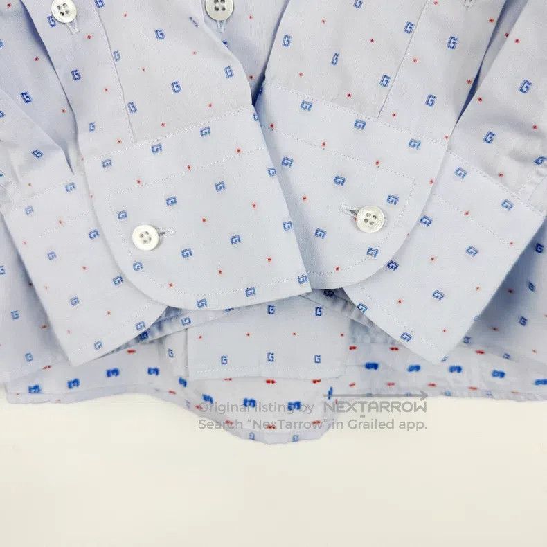 Gucci Gucci Light blue lapel embroidered G logo long-sleeved shi Size US XS / EU 42 / 0 - 6 Thumbnail