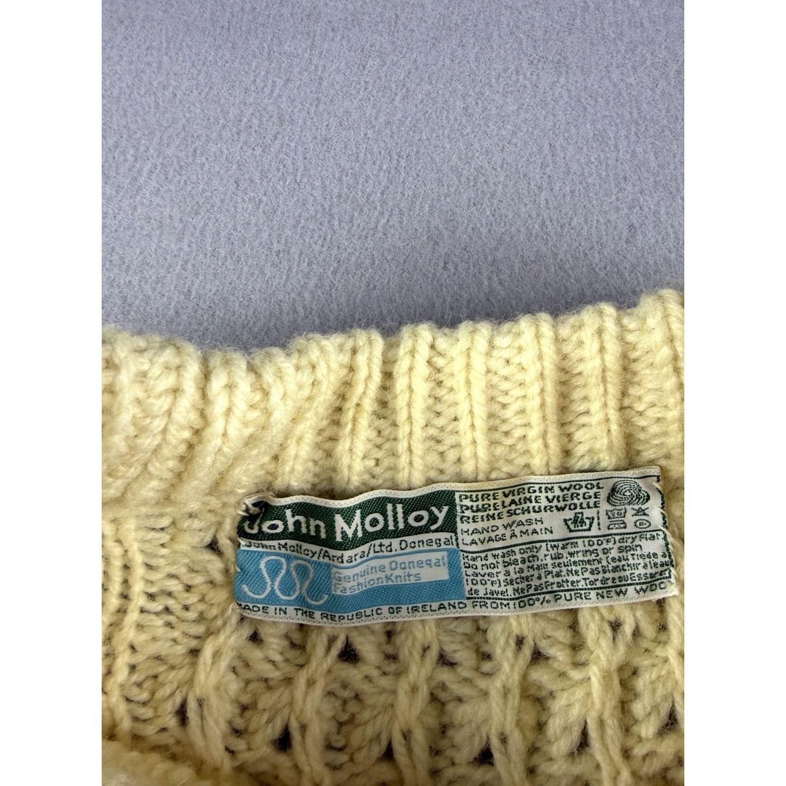 Vintage VINTAGE John Malloy Sweater Wool Cream Chunky Cable Knit Pullover Turtleneck Women M Regular Sleeves Long Hand Wash or Dry Clean Size M / US 6-8 / IT 42-44 - 3 Thumbnail