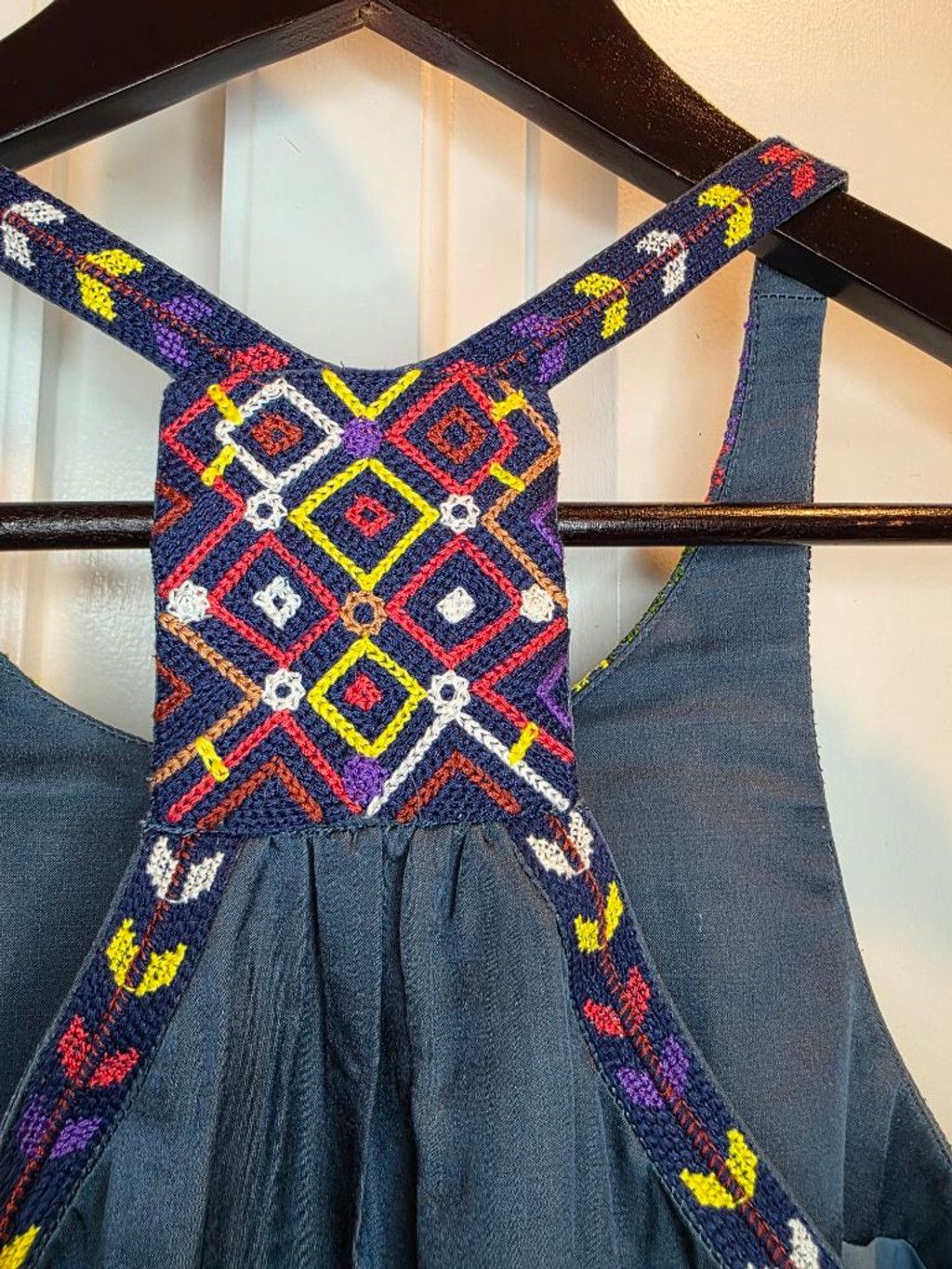 Tibi Tibi Embroidered Shift Dress Navy Sleeveless Boho Resort Sum Size S / US 4 / IT 40 - 4 Thumbnail