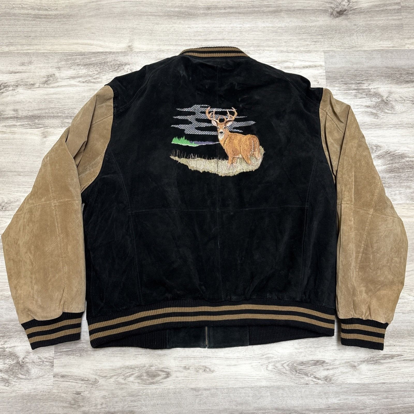Other Vintage Leather Jacket Mens XXL Embroidered Varsity Pig Sued Size US XXL / EU 58 / 5 - 10 Thumbnail