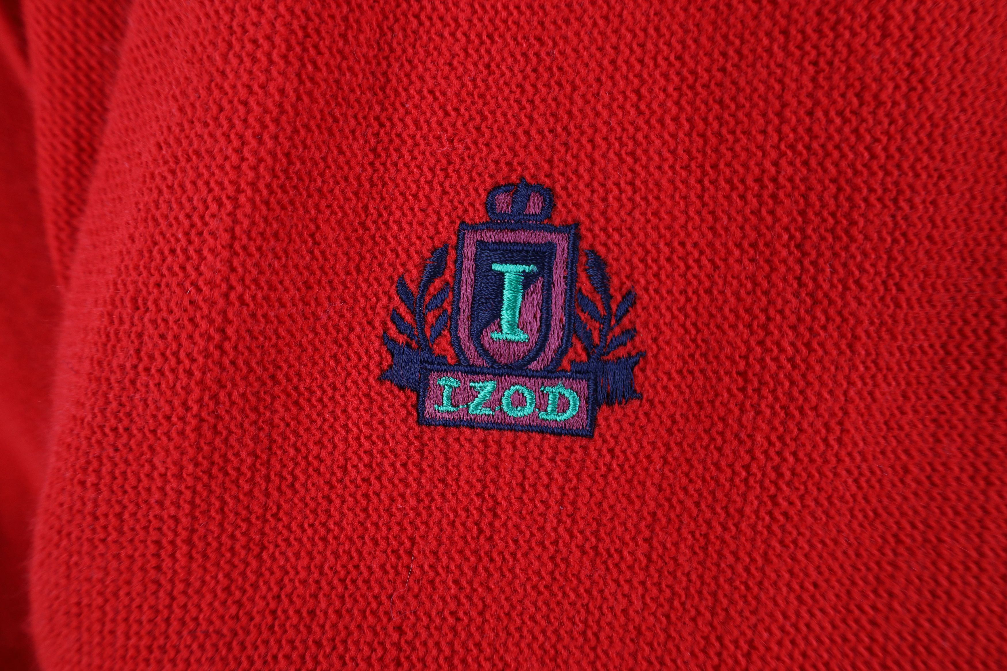 Izod Vintage 90s Izod Knit Button Cardigan Sweater Red Acrylic Size US L / EU 52-54 / 3 - 4 Thumbnail