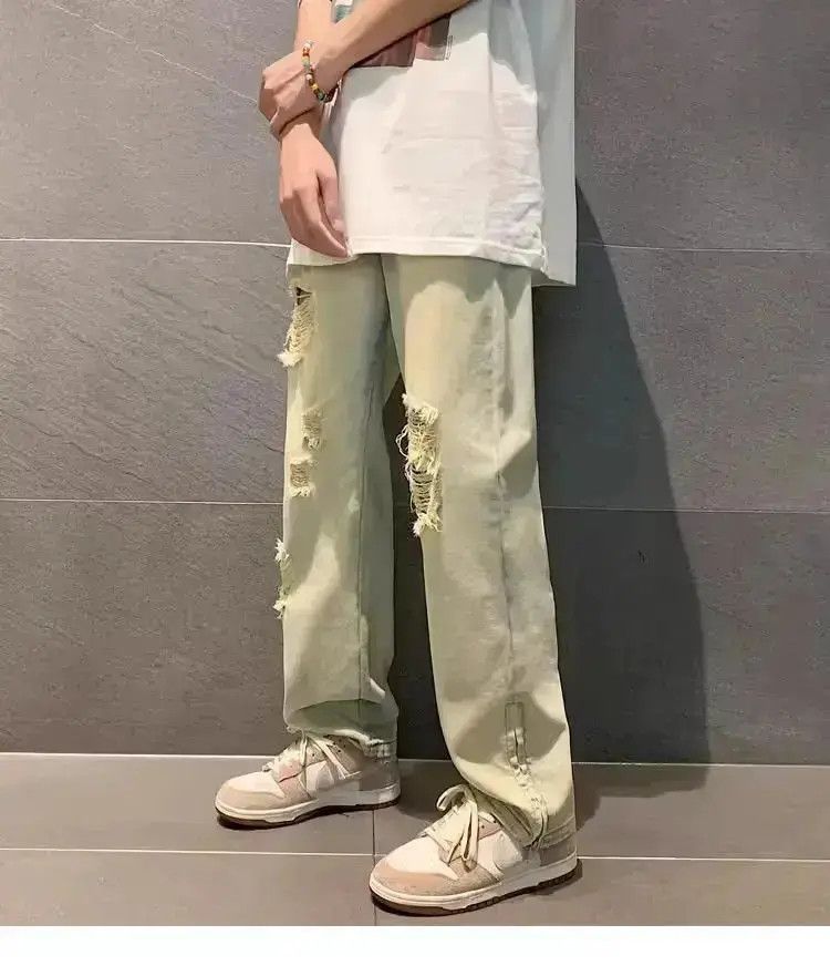 Japanese Brand Retro straight leg distressed jeans Size US 30 / EU 46 - 2 Thumbnail